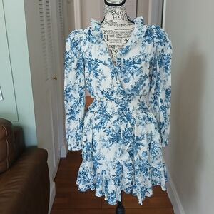Gap x LoveShackFancy blue Floral ruffle Mini dress